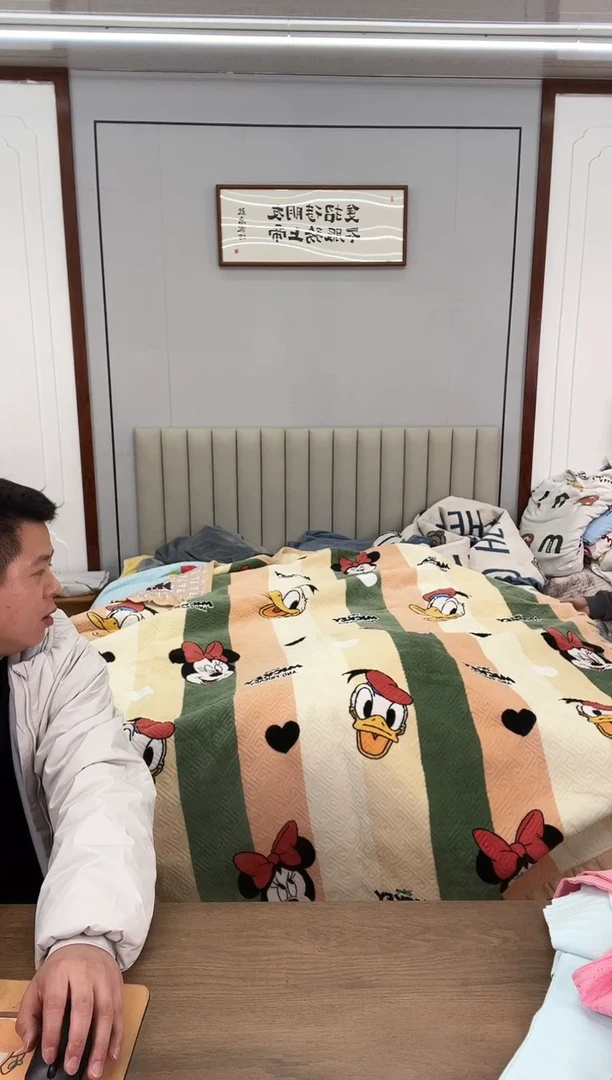 聚酯纤维彩色鸭子牛奶绒床盖200*230cm