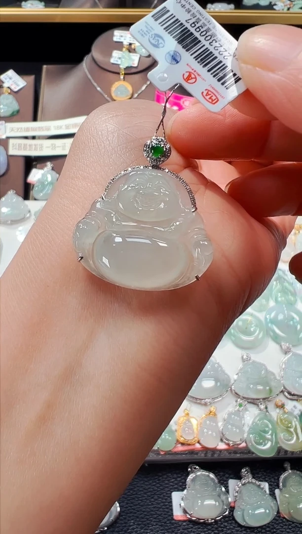 【闪购商品】翡翠吊坠(不含链)18K金镶嵌佛公吊坠997