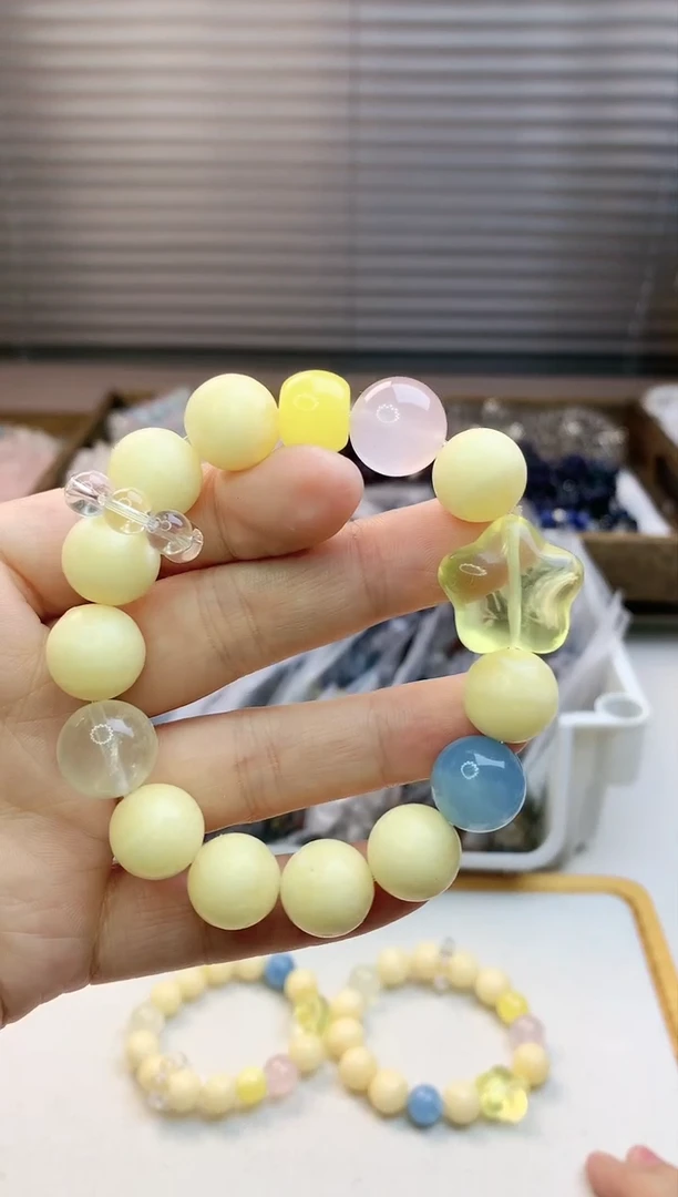 【闪购商品】水晶珠宝半成品未镶嵌黄方解石星星单圈