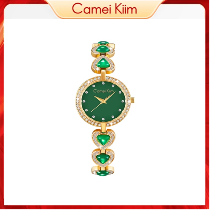 【小ck】官方专柜石英表中古风轻奢田玉爱心珠圆盘珠 防水 CK0819