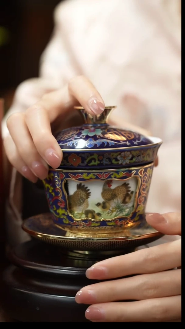 铜双非遗大师旋转盖碗 大吉大利