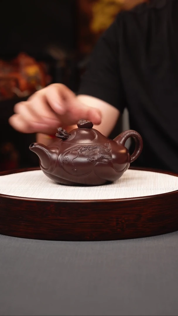 茶壶紫砂紫泥鱼化龙
