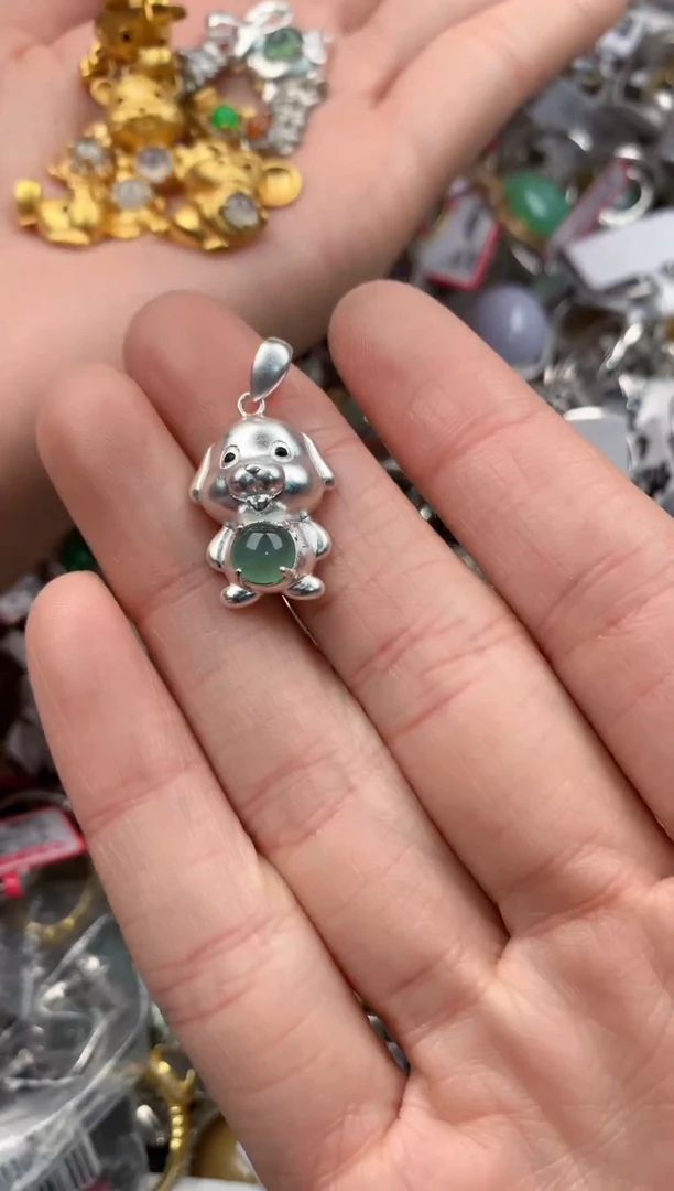 银S925镶嵌戒指翡翠留*111---------7