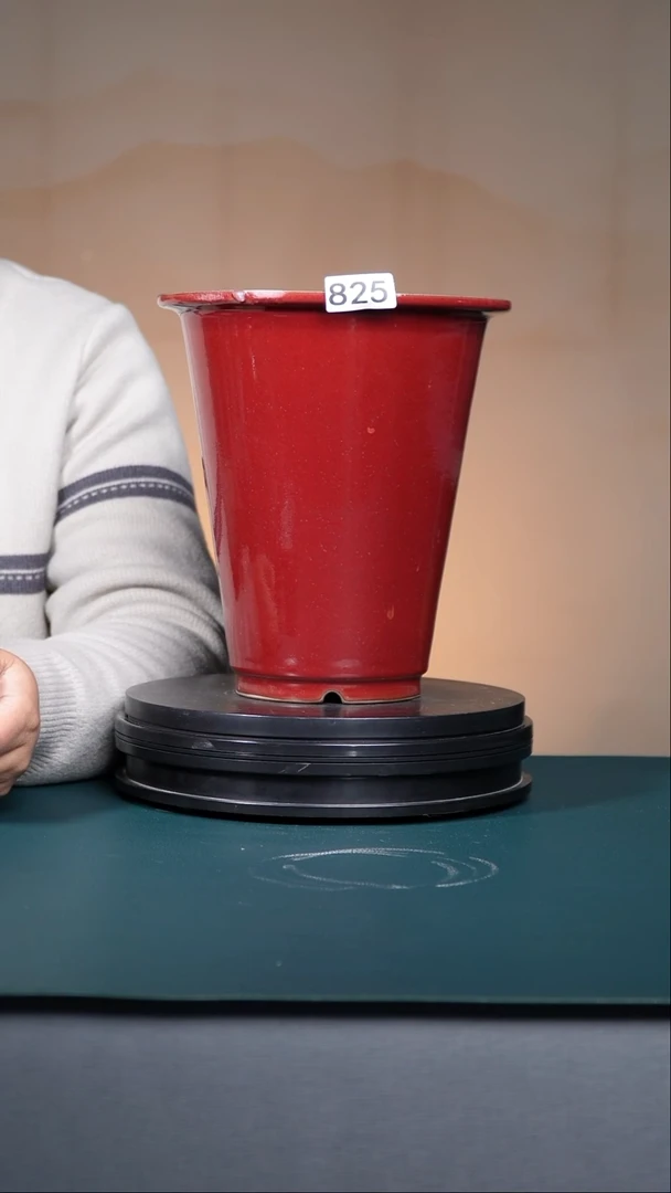 其他瓷微瑕825号钧红釉高盆  口径21高23.7 NO退NO换