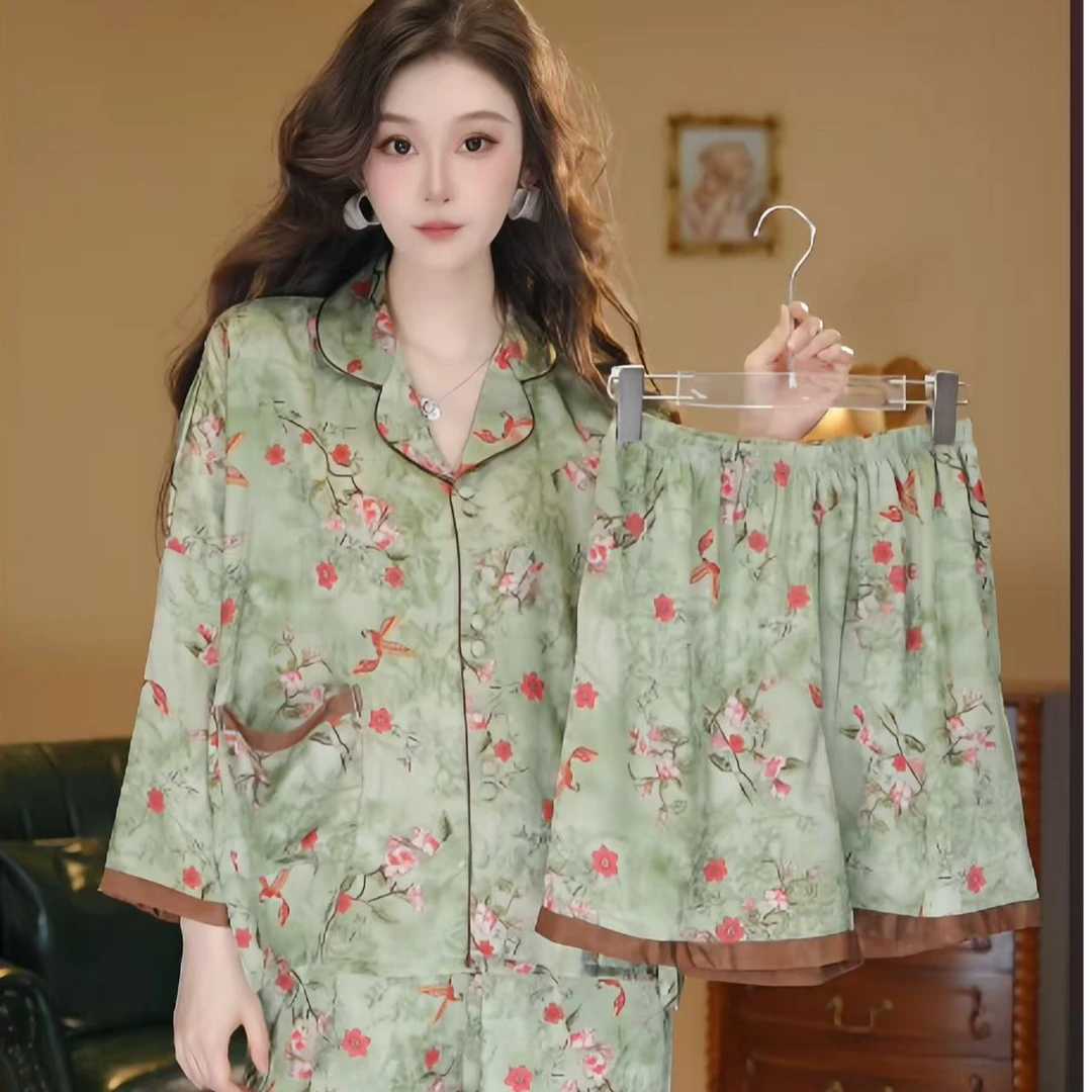 达芬奇密码【花间赋】2025年夏季新款休闲时尚可外穿家居服睡衣套装