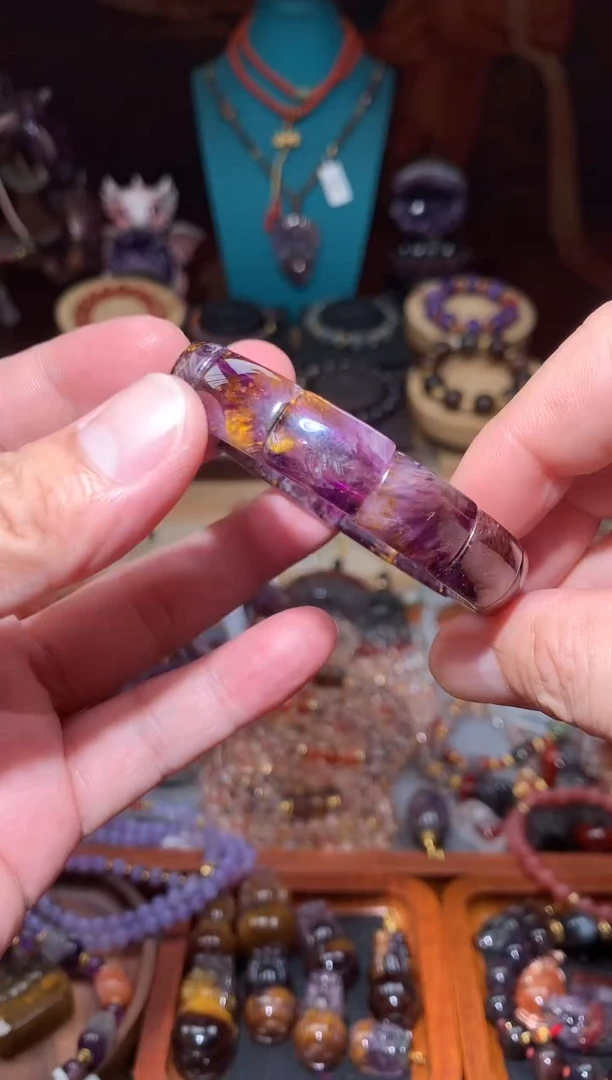 水晶珠宝半成品未镶嵌紫钛镯牌