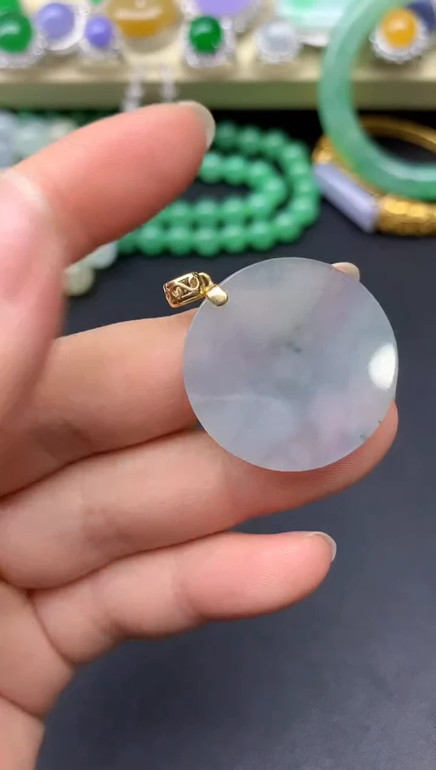 颈饰18K金镶嵌翡翠45-雪姐翡翠天天见