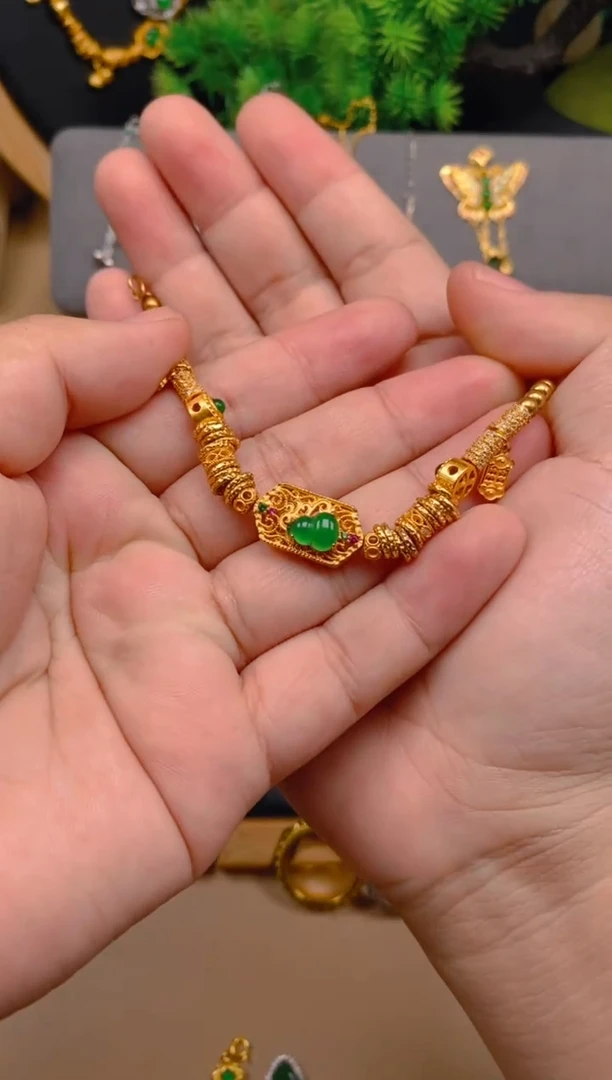 银S925镶嵌手链翡翠盘缠手链