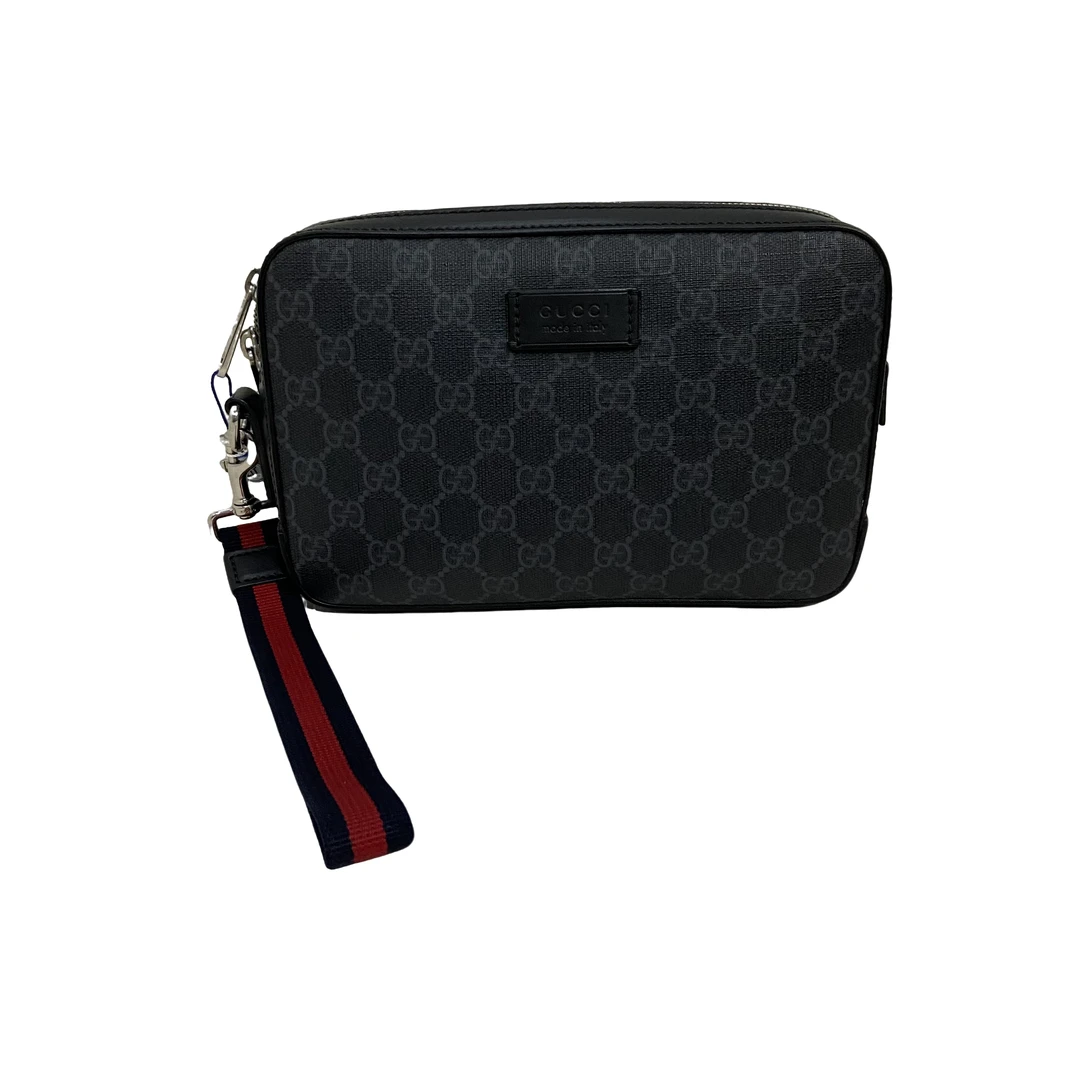 99新 GUCCI/古驰 男士休闲时尚百搭黑老花手拿包/27