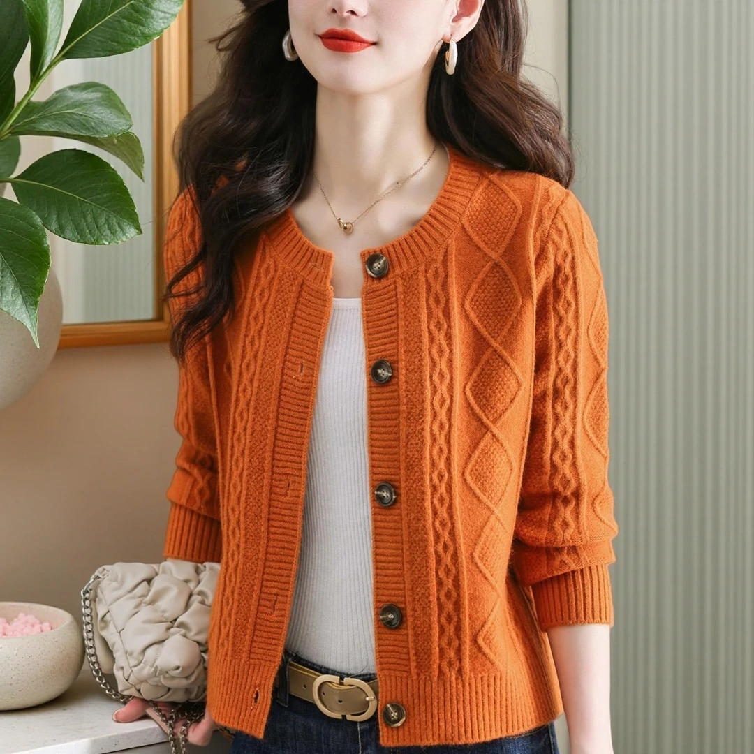 春秋季新款羊绒开衫外套女中年妈妈妙龄针织衫女士毛衣