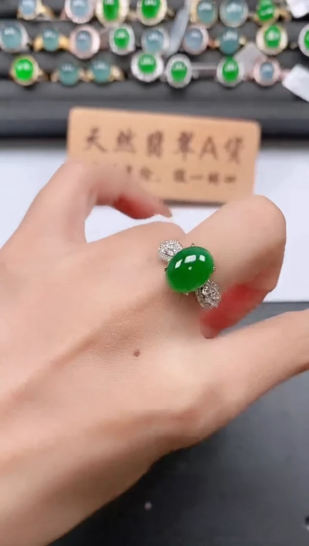 银S925镶嵌戒指翡翠111