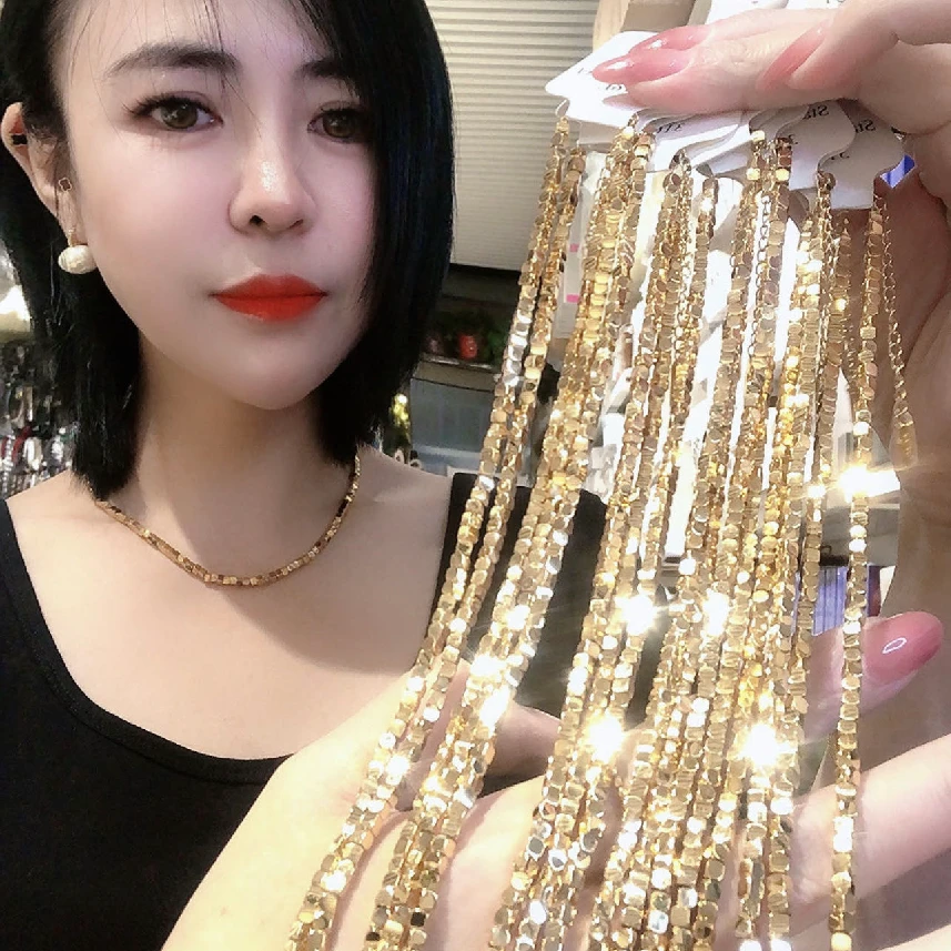 钛钢项链 俄罗斯碎方块镭射项链