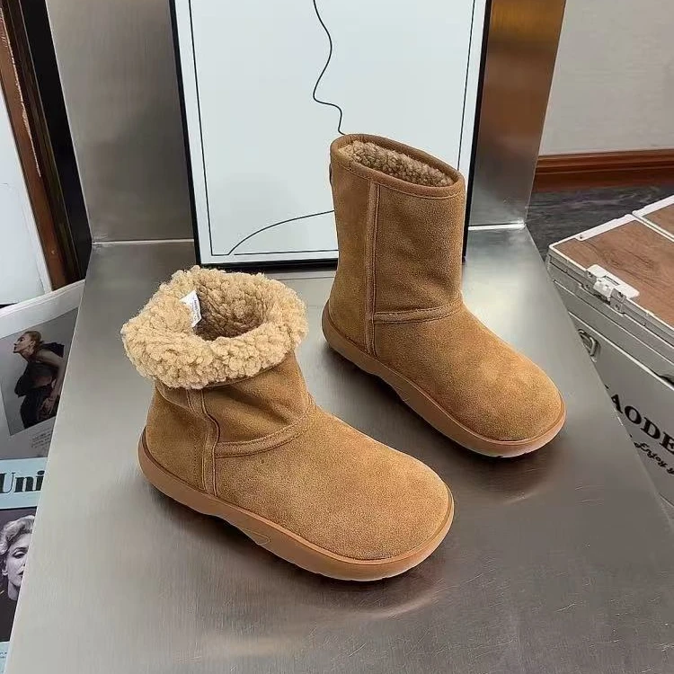 【A503】【有字母】网红雪地靴女2024冬季新款加绒棉鞋厚底短筒棉靴