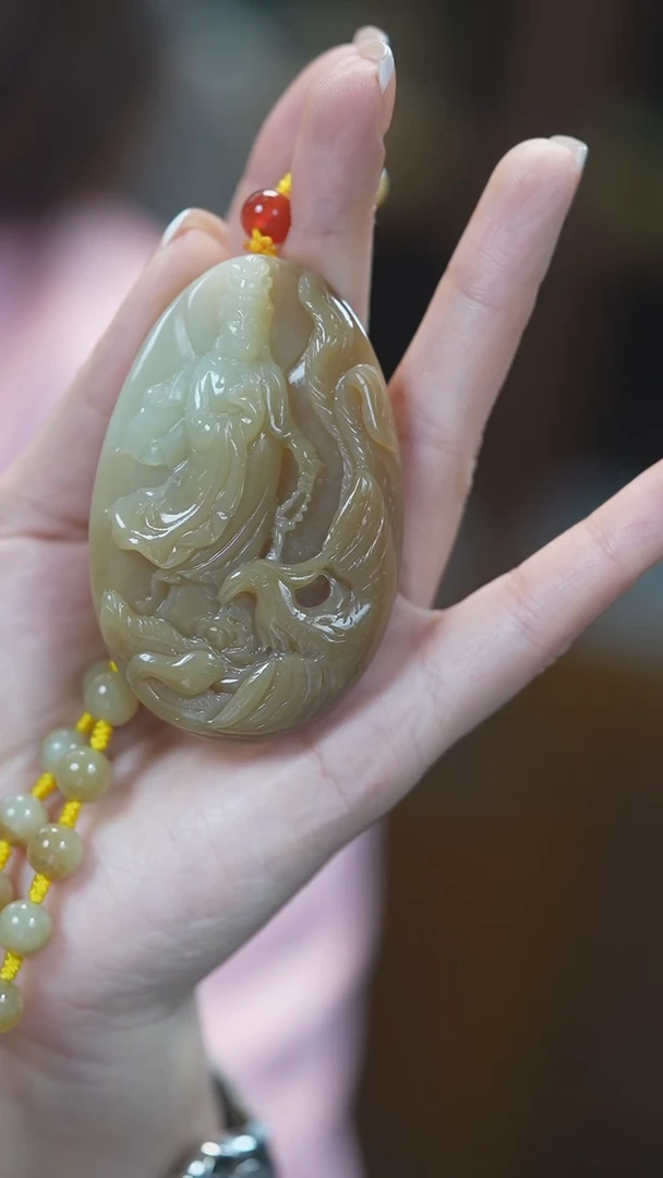 颈饰未镶嵌和田玉观音