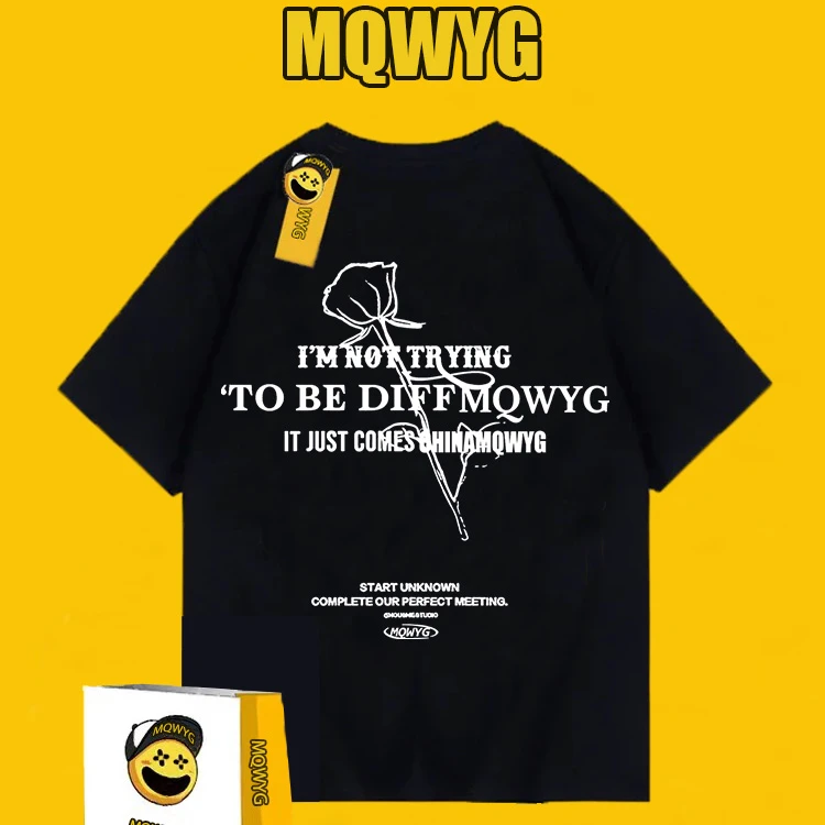 蛇年夏季纯棉潮流半袖经典花卉字母印花设计圆领T恤 LB0061