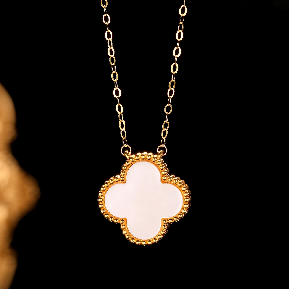 【柴柴专属】18k金镶15mm套链白贝母四叶 轻奢气质百搭 时尚 经