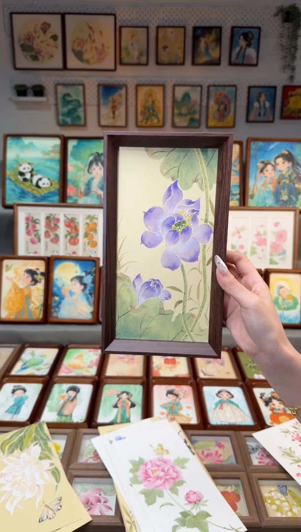 国画紫荷花 手绘国画27