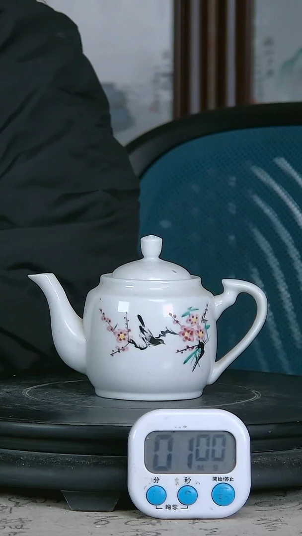 陶粉彩精绘花鸟图壶
