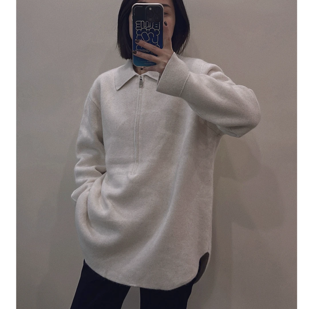 8998小CC时尚穿搭2024冬新款polo领半拉链显瘦针织羊毛衫