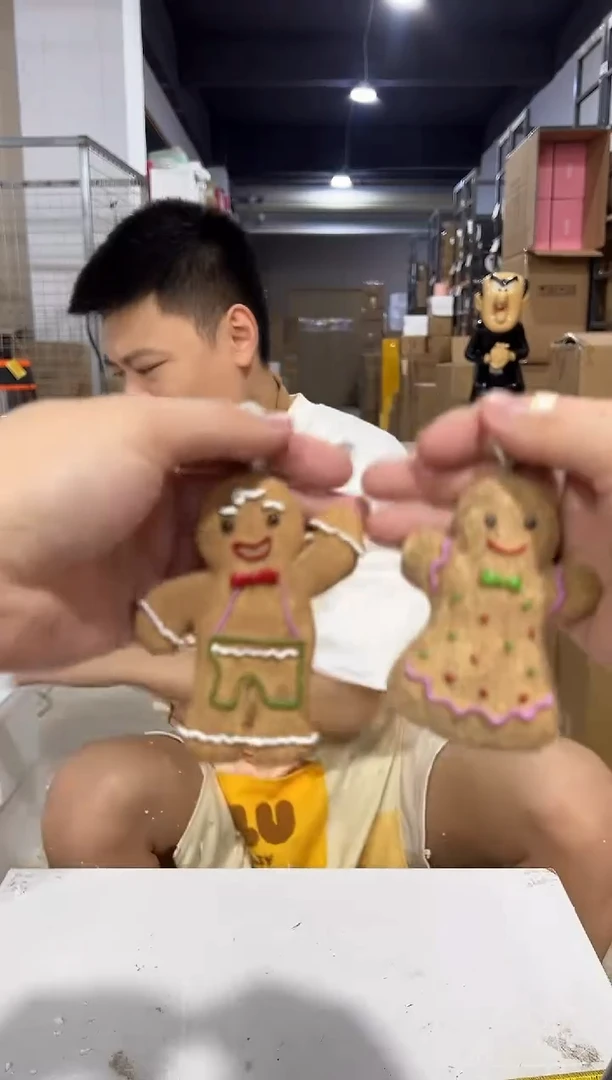 瓷片姜饼人挂件2件套