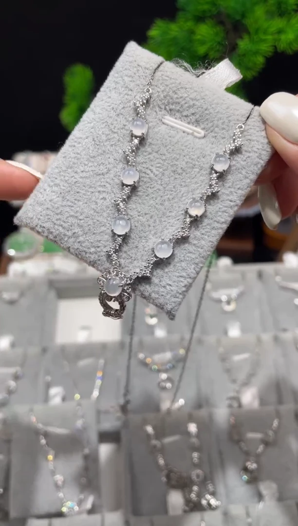 项链银S925镶嵌翡翠项链