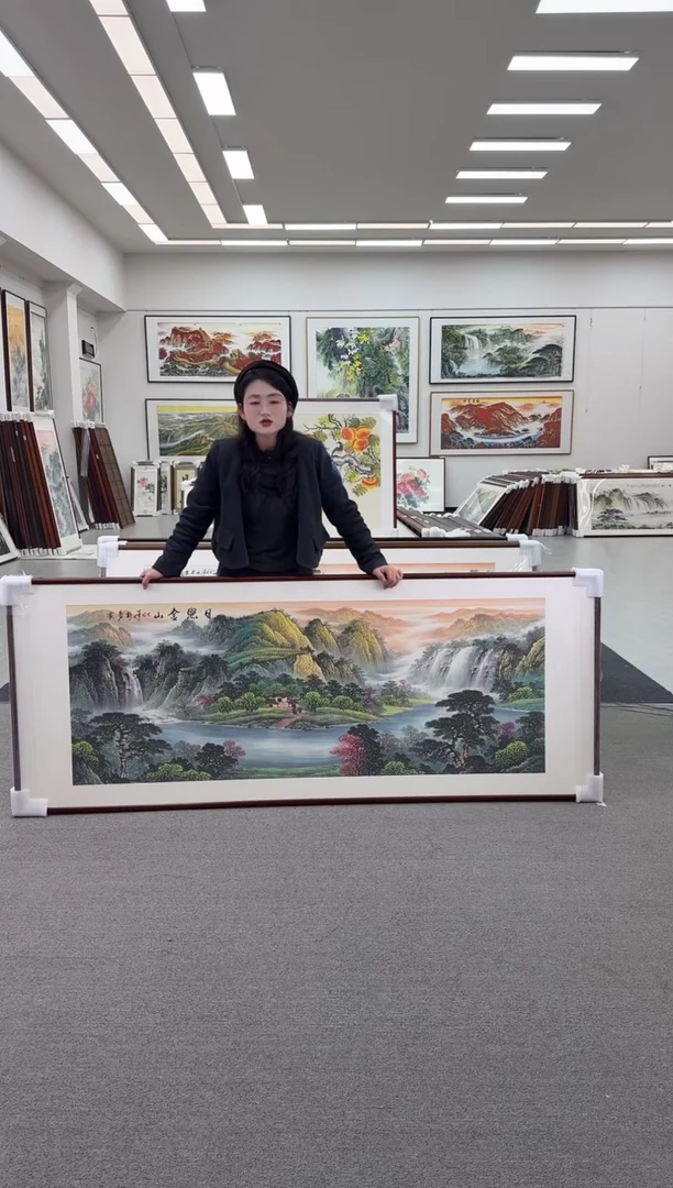 国画手绘  219*88  日照金山