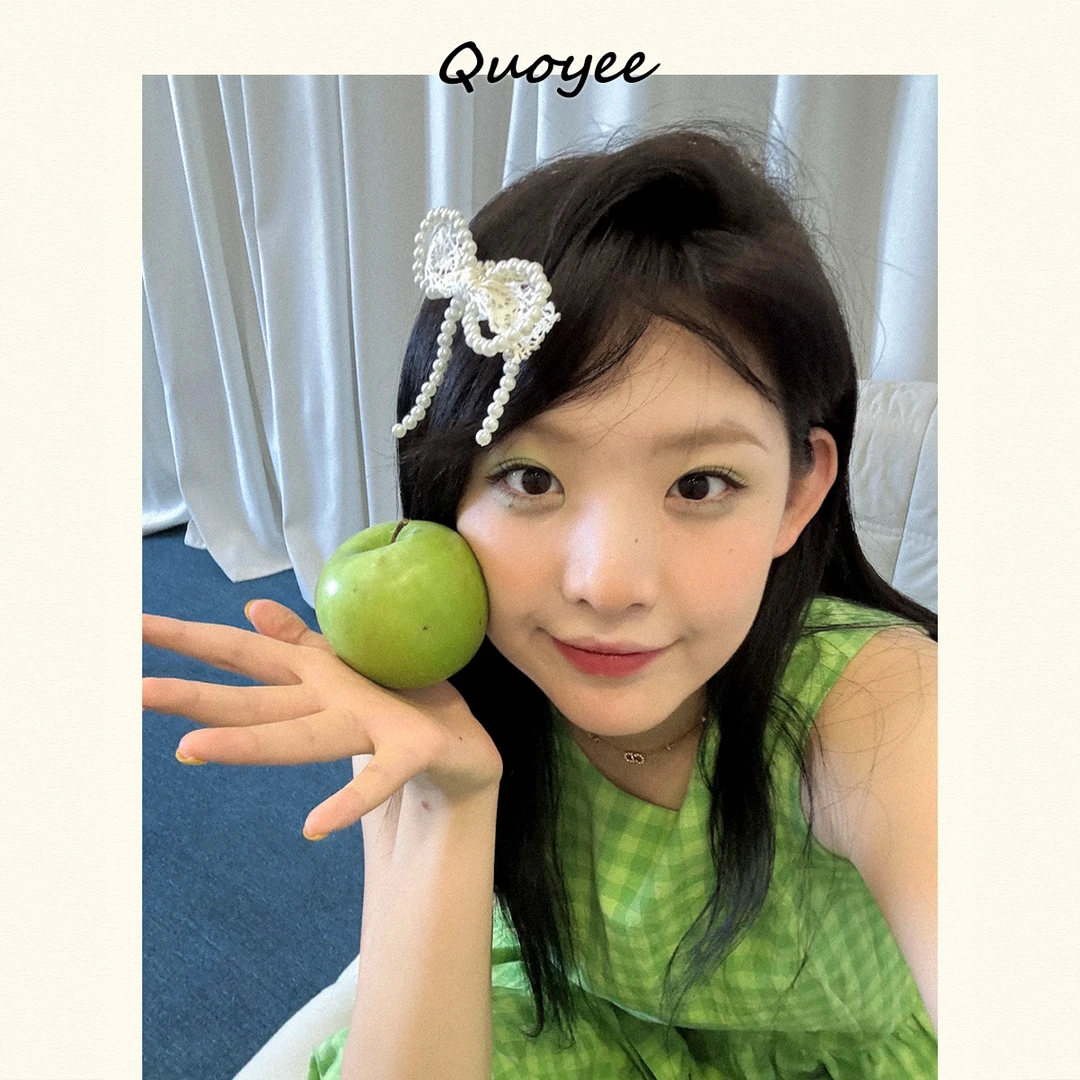 Quoyee 芭蕾少女感~白色珠珠配蕾丝蝴蝶刘海夹 乖乖女孩发夹PE01