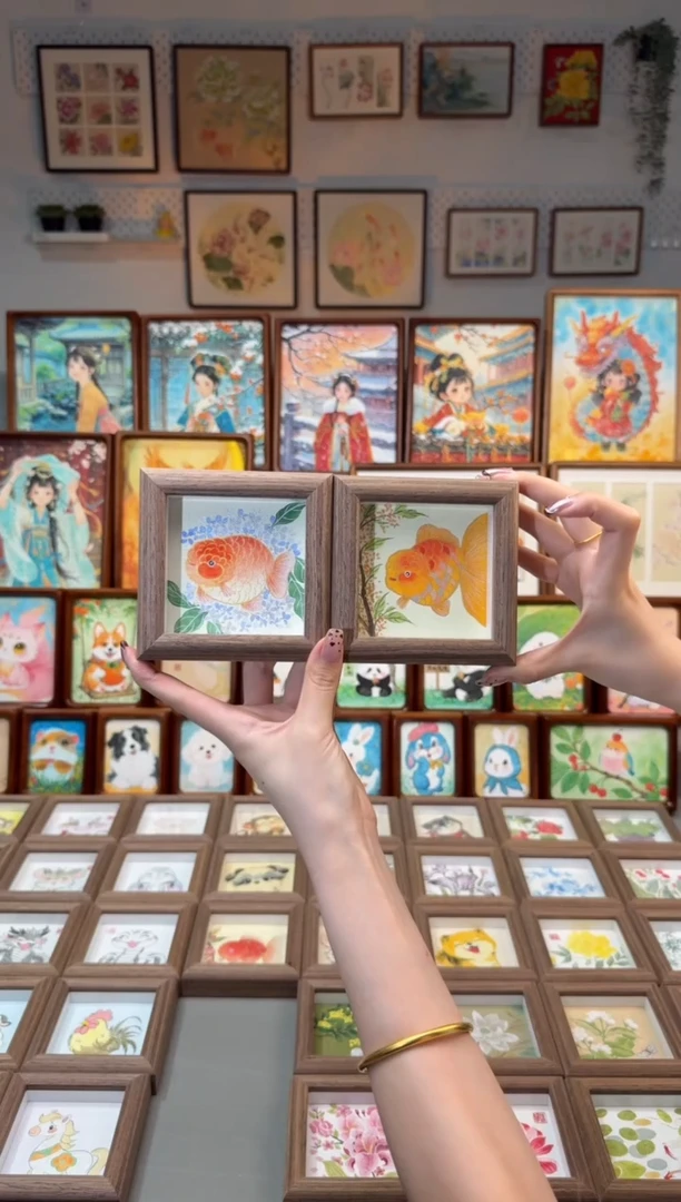 国画绣球金鱼 桂花金鱼 一组11