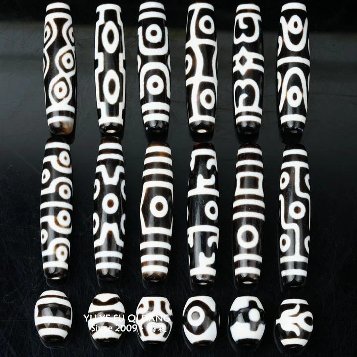 台工黑白天珠打下来！私定白芯渗透黑白天珠玛瑙锁骨