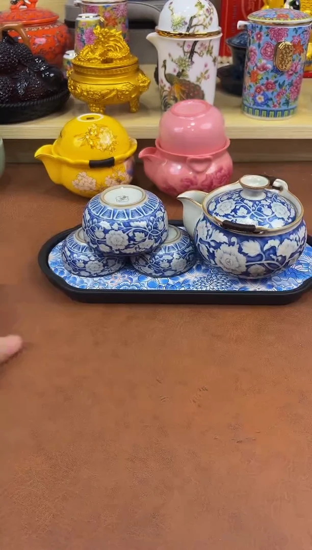 陶瓷茶具摆件旅行套组