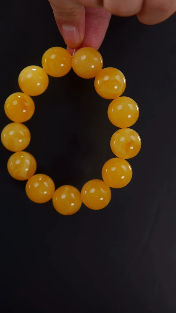 【闪购商品】琥珀手链未镶嵌焦皮料圆珠手串47.03