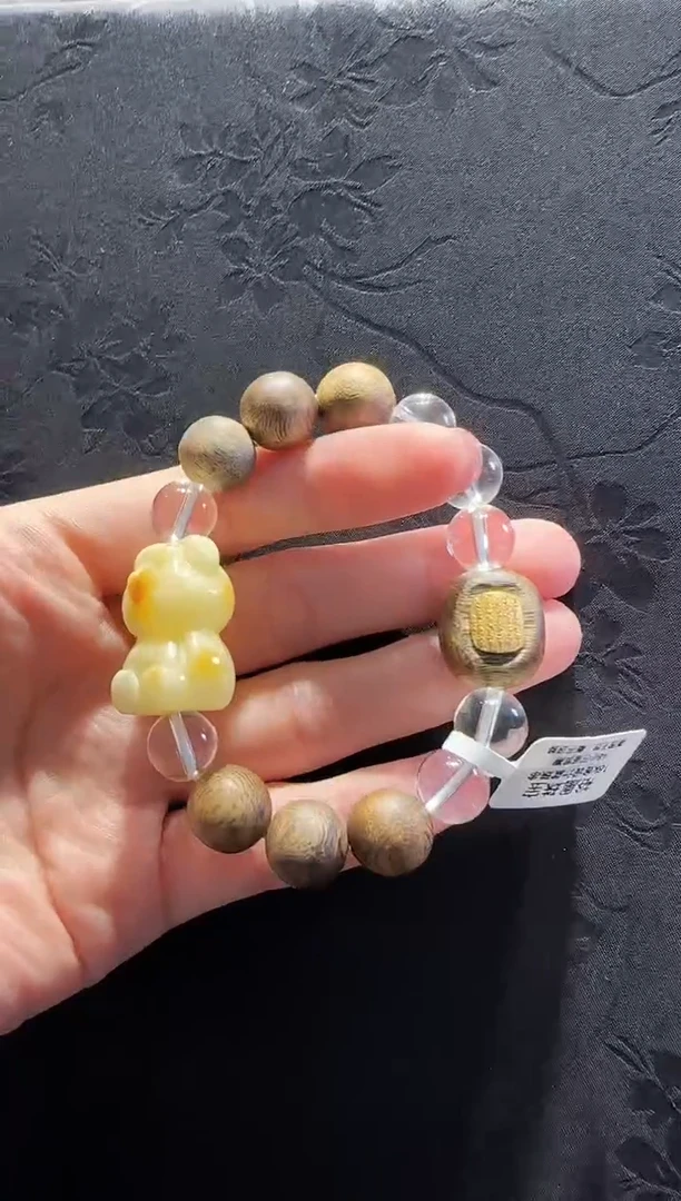 手串蜜蜡18K金镶嵌小熊款