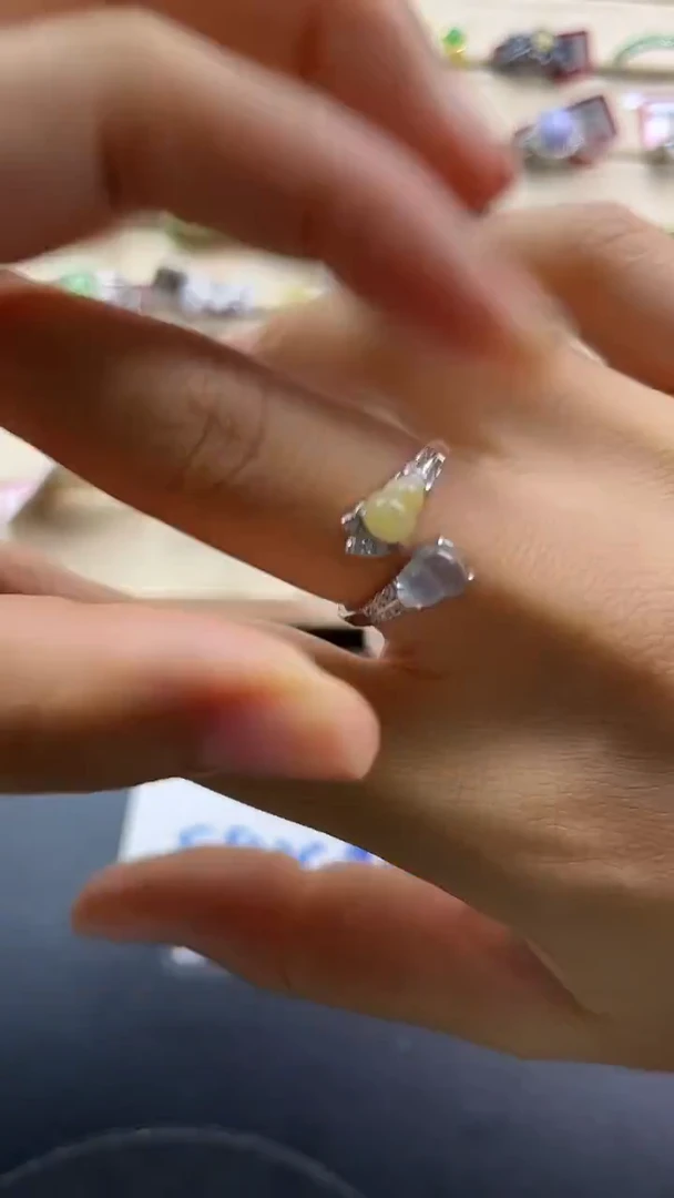 银S925镶嵌戒指翡翠翡翠 蛋面 银S925镶嵌