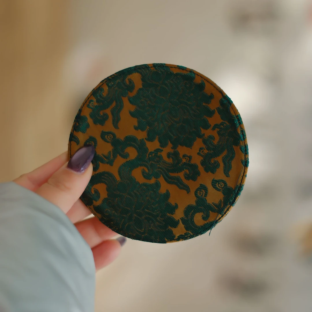 大碗茶器 深绿色杯垫杯托小号壶承茶道配件隔热垫圆形10*10