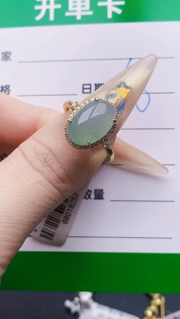 翡翠戒指银S925镶嵌2760