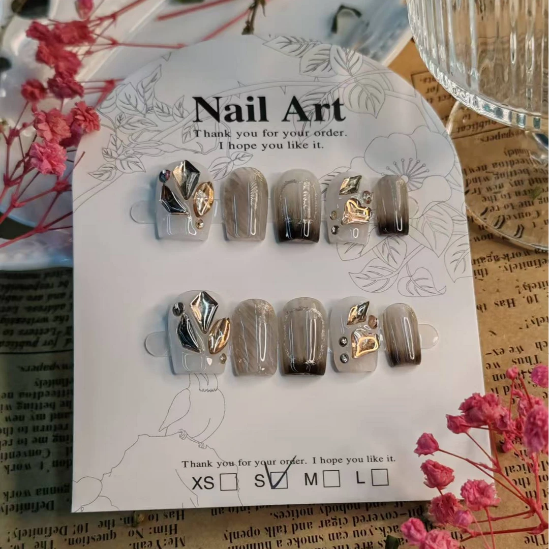 【全疆包邮024】高级纯欲纯手工穿戴甲ins风穿戴式可爱简约冰透