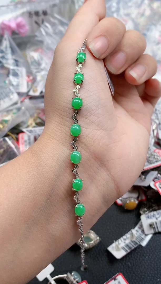 银S925镶嵌戒指翡翠天然A货缅甸翡翠