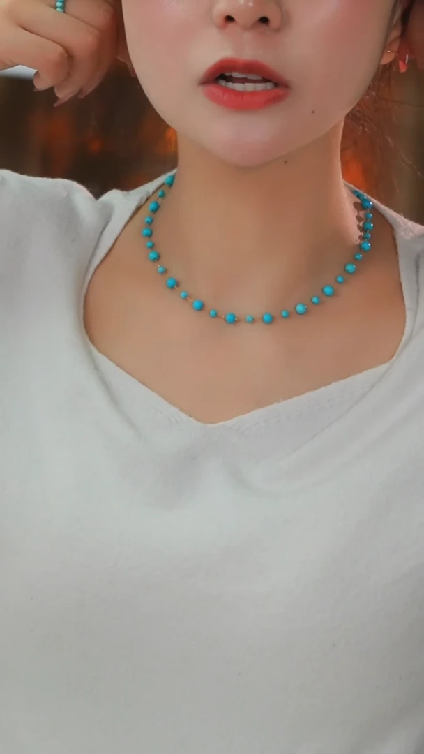 【闪购商品】绿松石项链18K金镶嵌发货一件3.5-5m