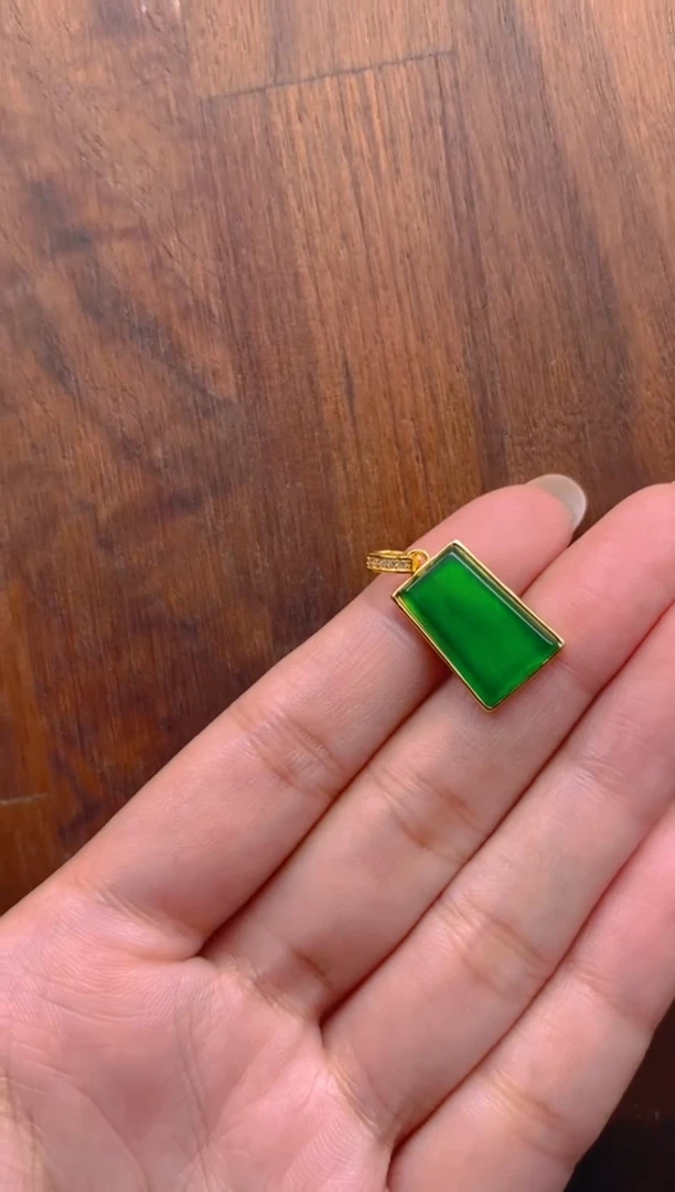 吊坠(不含链)银S925镶嵌翡翠无事牌