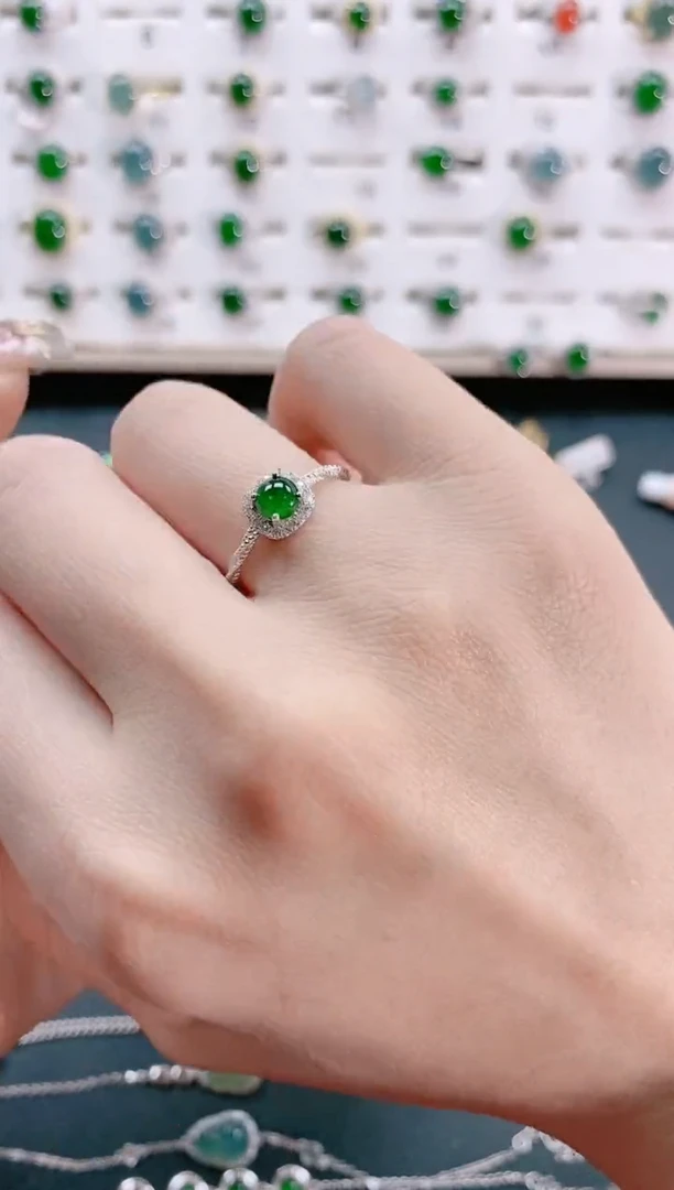 【闪购商品】翡翠戒指银S925镶嵌天然翡翠