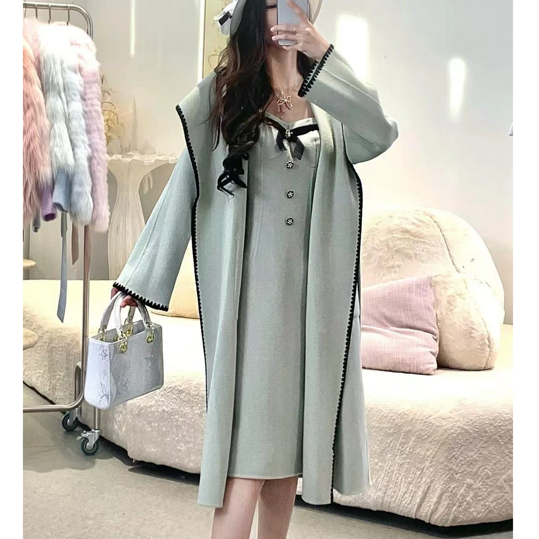 【彭彭echo专属】气质时尚双面呢韩版轻奢外套吊带裙61635/32435