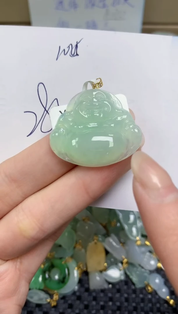 【闪购商品】翡翠颈饰18K金镶嵌天然缅甸A货翡翠