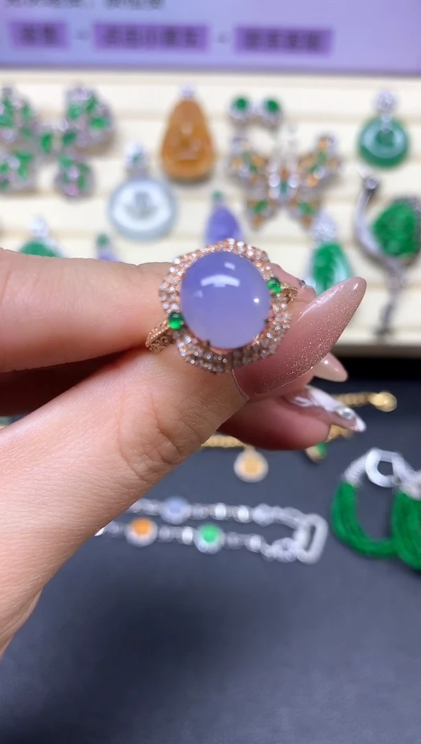 【闪购商品】翡翠戒指18K金镶嵌戒指|4300