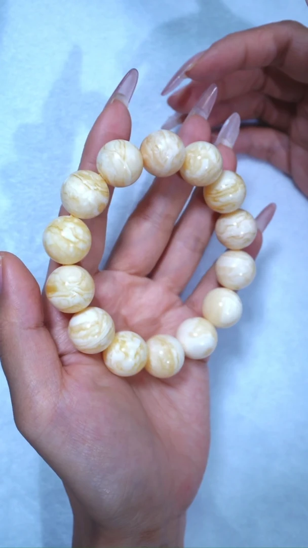 【闪购商品】蜜蜡手链未镶嵌典藏级16.5mm虎皮纹千层雪