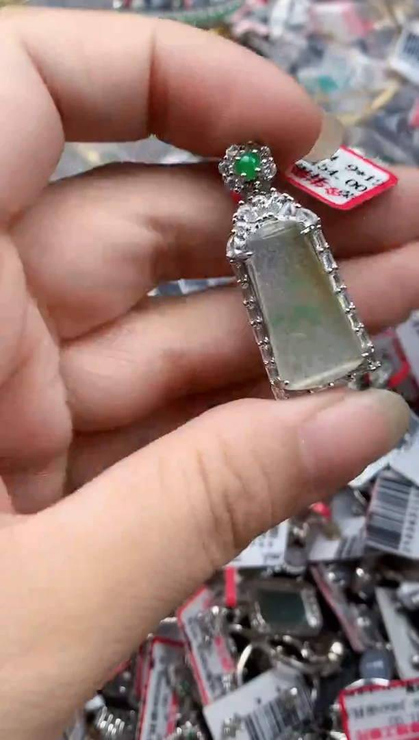 银S925镶嵌戒指翡翠天然A货缅甸翡翠