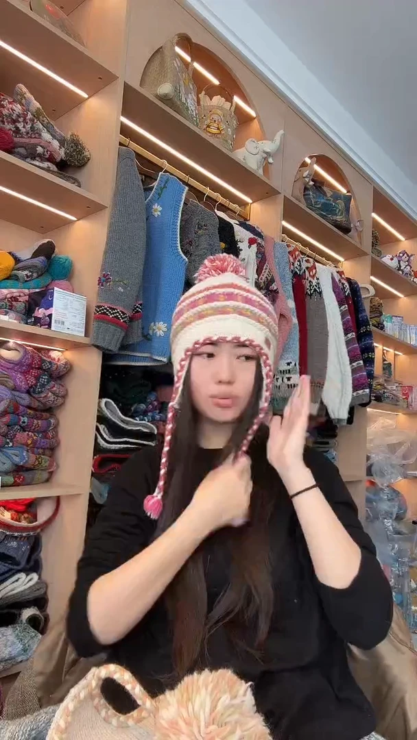 羊毛玫粉色护耳帽