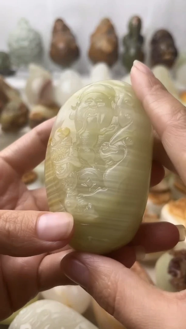 石材古青石棉纹正常不退换财神