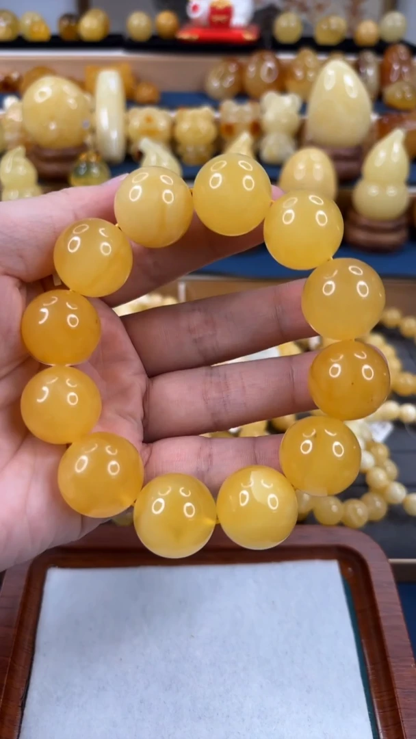 手串琥珀未镶嵌p59焦皮料蜜蜡单圈 20mm 57克