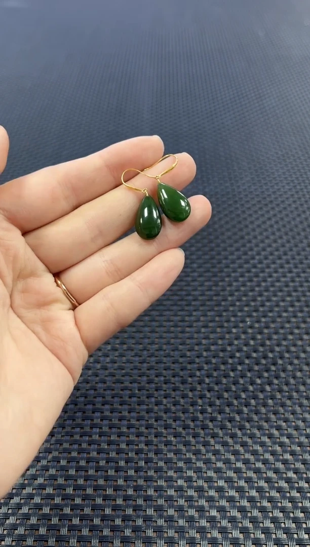 【闪购商品】和田玉耳饰18K金镶嵌一对（多样性发一件）
