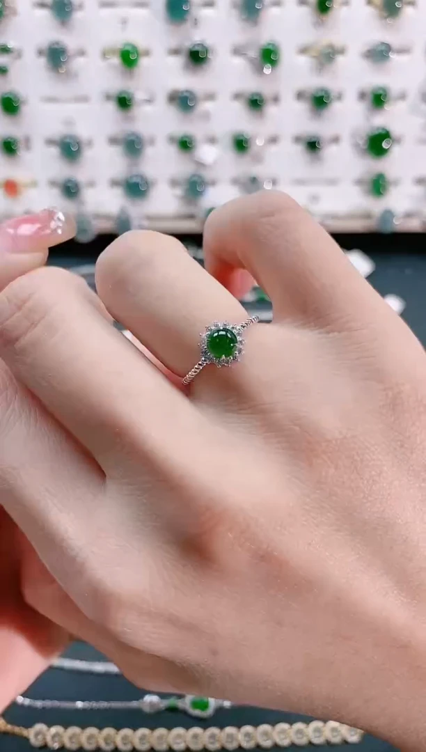 【闪购商品】翡翠戒指银S925镶嵌天然翡翠